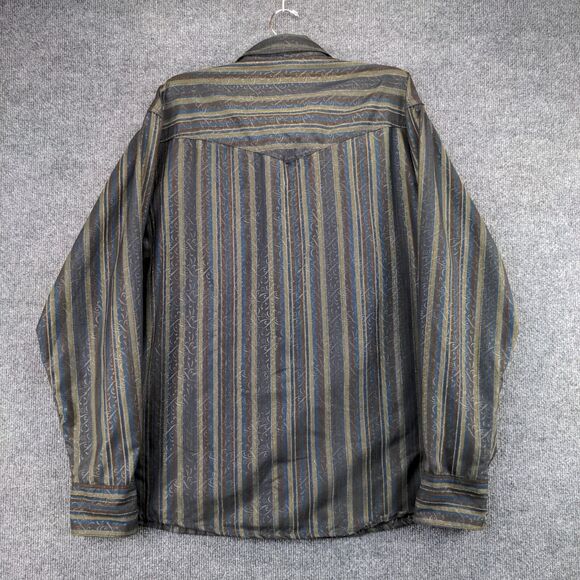 Scully Pearl Snap Button Up Shirt Men's Large Western Brown Striped - Picture 5 of 14